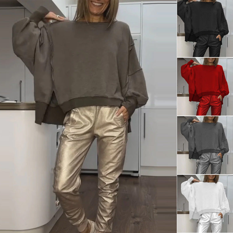 Casual 3-delige outfit voor dames, solide sweatshirts