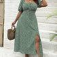 💗Zomerspecials - 49% KORTING💗Plus-size jurk met korte mouwen en split en bloemenprint
