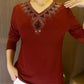 2025 High quality winter velvet long sleeve t-shirt with rhinestones, warm and fashionable