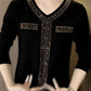 2025 High quality winter velvet long sleeve t-shirt with rhinestones, warm and fashionable