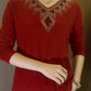 2025 High quality winter velvet long sleeve t-shirt with rhinestones, warm and fashionable