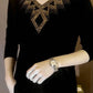 2025 High quality winter velvet long sleeve t-shirt with rhinestones, warm and fashionable