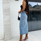 🎀knoopt denim slit rok