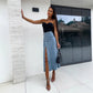 🎀knoopt denim slit rok