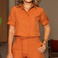 Revers Korte Mouw Effen Kleur Tweedelige Set