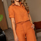 Revers Korte Mouw Effen Kleur Tweedelige Set