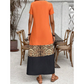 Maxikleid mit Farbblock-Leopardenmuster