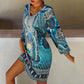 Bohemian Print V-hals Lange Mouw Jurk voor Dames