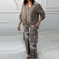 Damesmode Losse Cardigan Shirt & Hoge Taille Broek Tweedelige Set