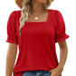 🔥Zomeruitverkoop - 49% korting🔥Casual T-shirt met vierkante hals en smokwerkmouwen voor dames