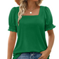 🔥Zomeruitverkoop - 49% korting🔥Casual T-shirt met vierkante hals en smokwerkmouwen voor dames