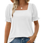 🔥Zomeruitverkoop - 49% korting🔥Casual T-shirt met vierkante hals en smokwerkmouwen voor dames