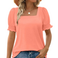🔥Zomeruitverkoop - 49% korting🔥Casual T-shirt met vierkante hals en smokwerkmouwen voor dames