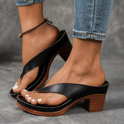 Zomerse Dames Teenslippers met Dikke Hak