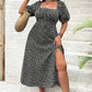 💗Zomerspecials - 49% KORTING💗Plus-size jurk met korte mouwen en split en bloemenprint
