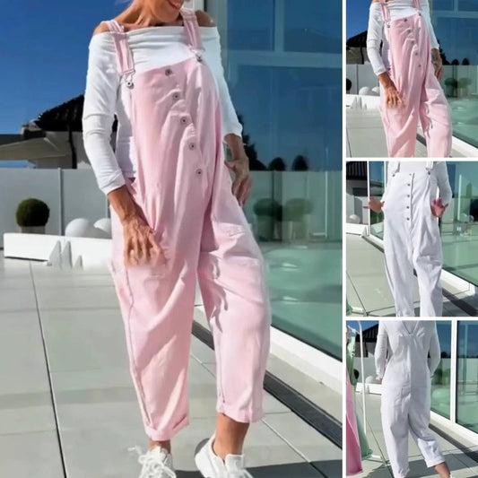 Schattige en casual salopette in effen kleuren met verstelbare bandjes